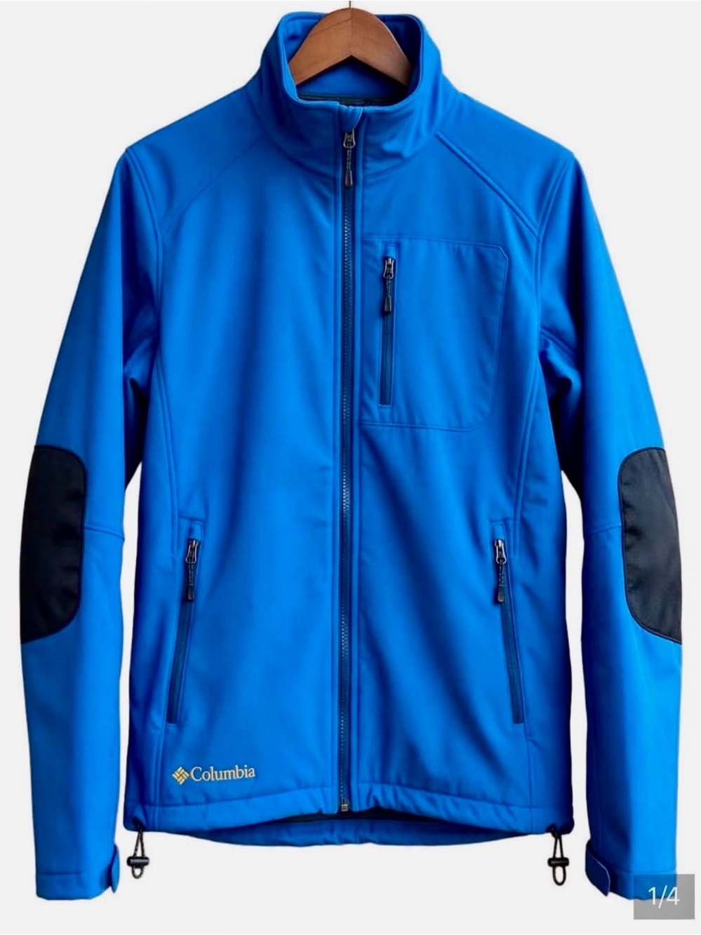 Columbia Men's XXL Blue Softshell Jacket - Hiking Outdoor - Elbow Patch